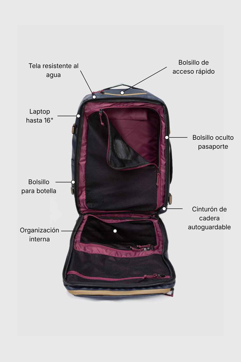 Mochila Doha Azul 43 L
