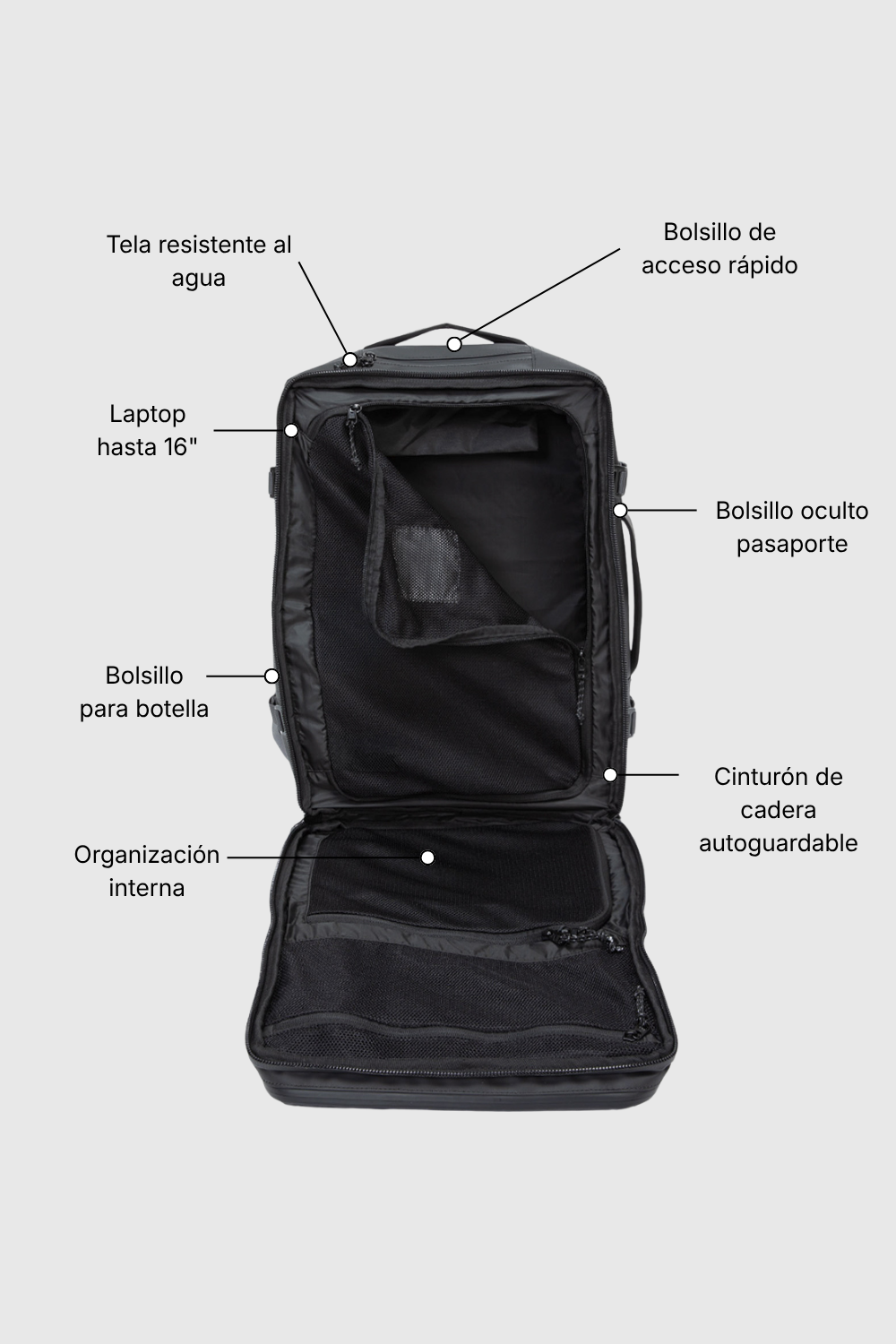 Mochila Doha Negro 43 L