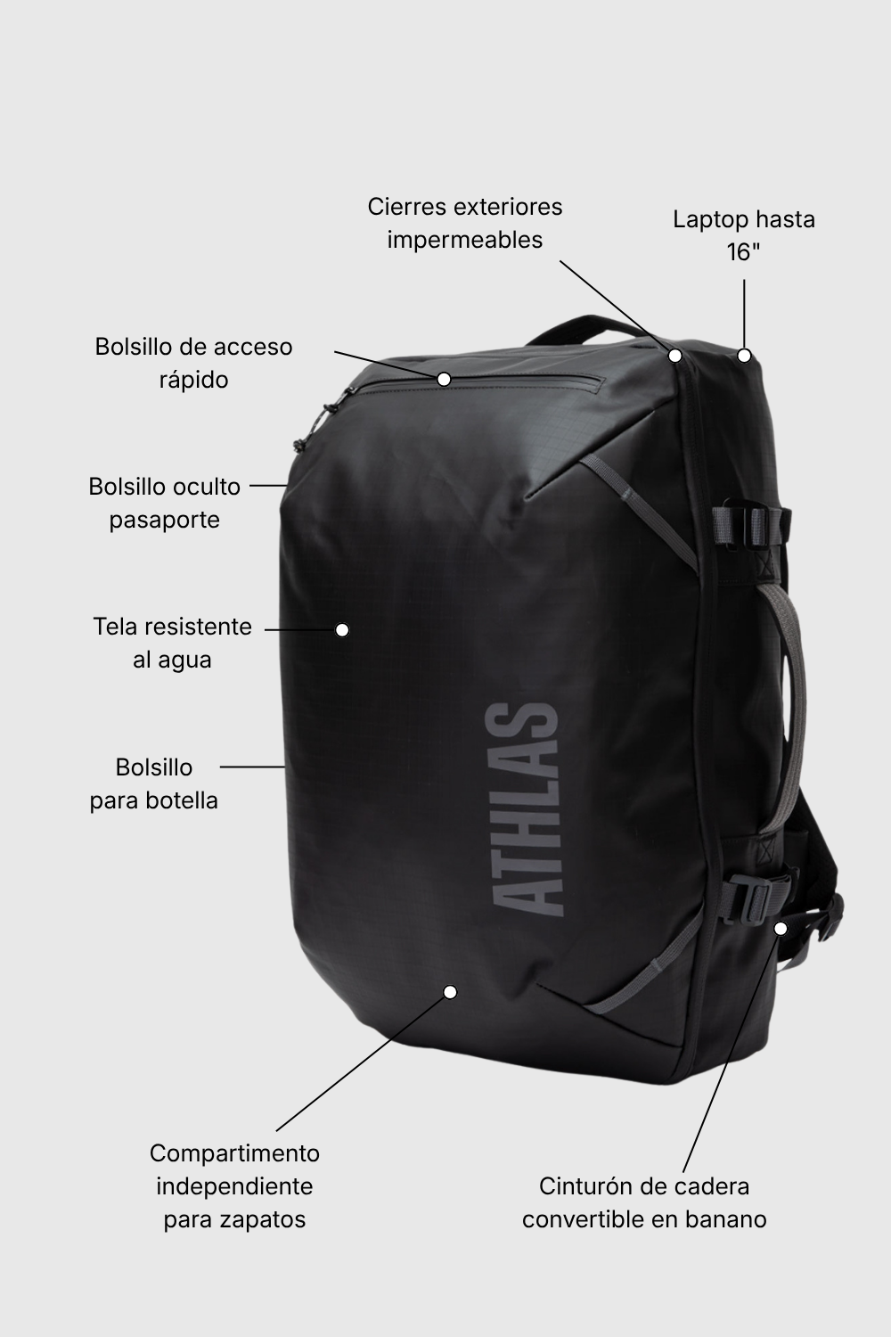 Mochila Oslo Negro 39 L