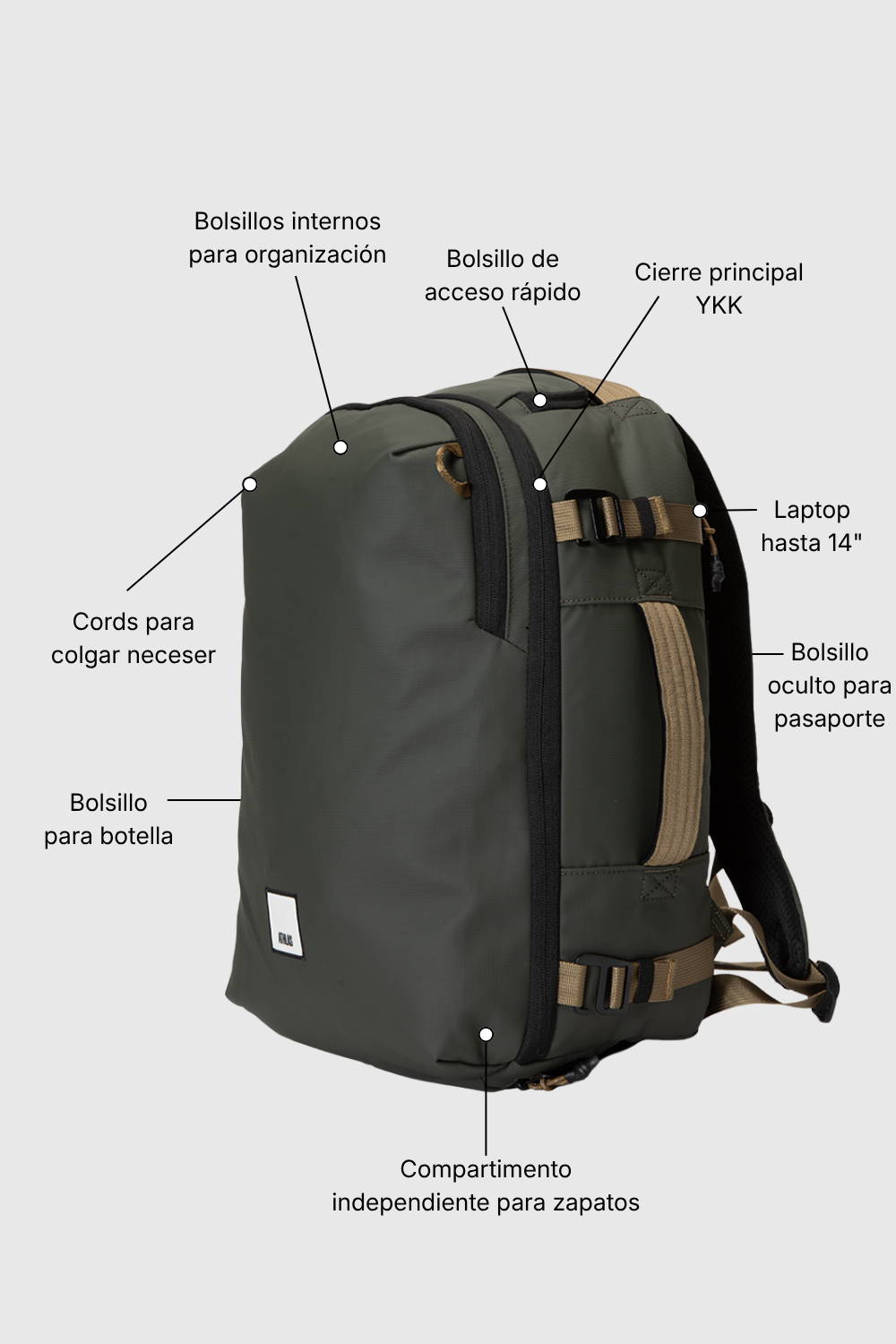 Mochila Toronto Oliva 29 L